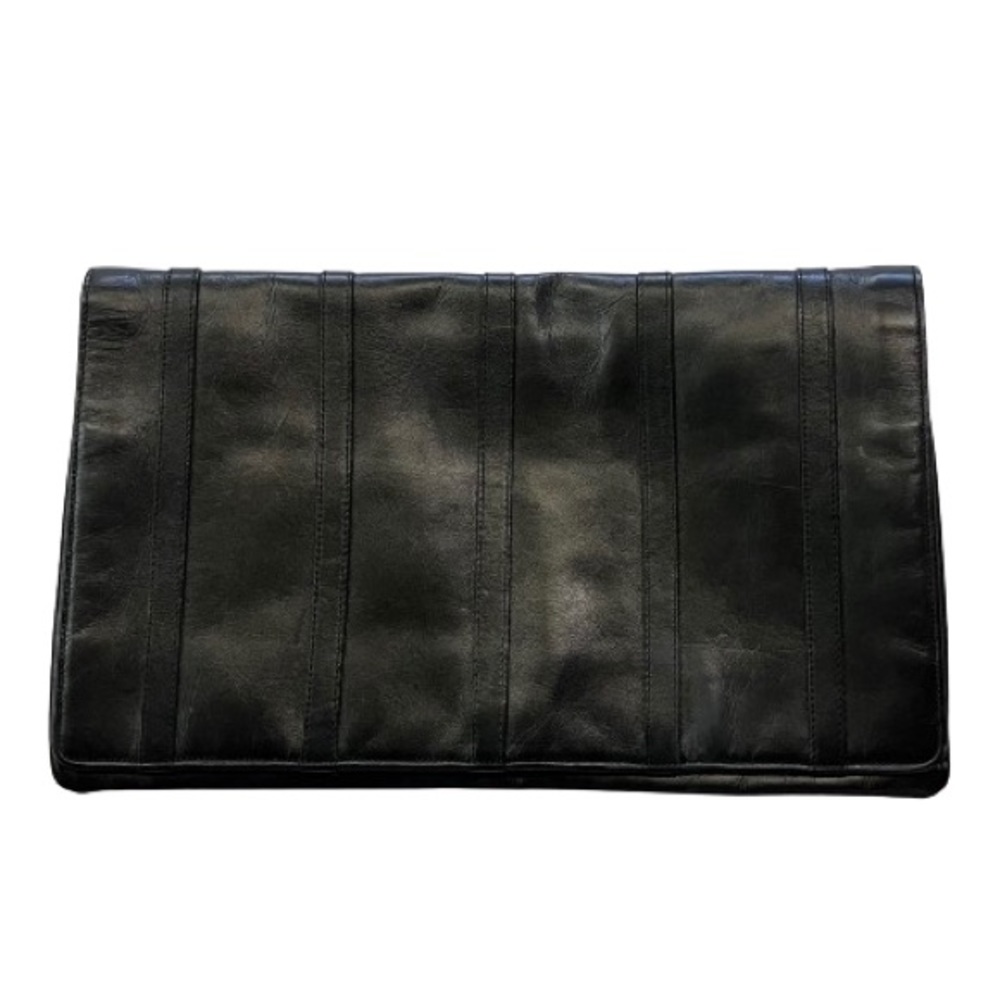 Erik for Holinar Black Leather Envelope Clutch Handbag Purse - 13” x 8”